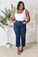 BAYEAS Jeans retos com bainha crua em tamanho real