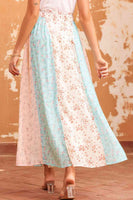 Floralis Color Block Smocked Waist Maxi Skirt