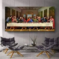 ציורי שמן אמנותיים מצוירים ביד דה וינצ'י ארוחת ערב אחרונה קלאסית בד נוצרי