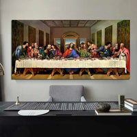 ציורי שמן אמנותיים מצוירים ביד דה וינצ'י ארוחת ערב אחרונה קלאסית בד נוצרי