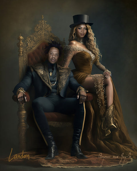 Renaissance style rapper portrait Beyonce and Jay-Z