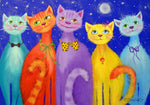 Vakkert dekorativt maleri Smilende katter