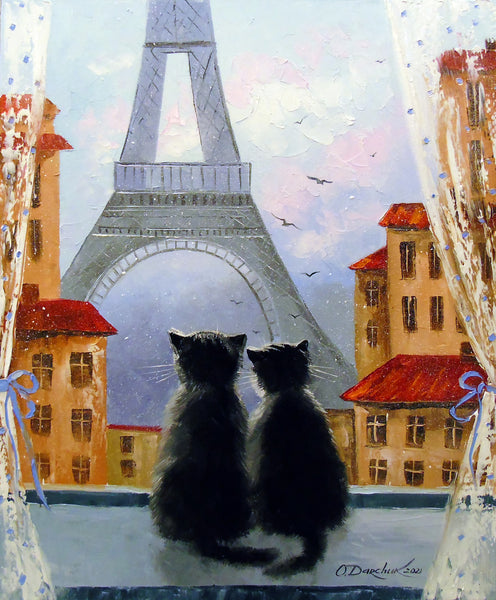 Beautiful Decorative Painting  Cats Parisians