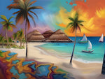 AI art  colorful painting of renaissance island beach Aruba 3