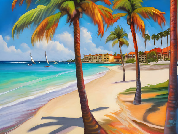 AI art colorful painting of renaissance island beach Aruba 1