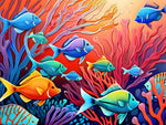 فن الذكاء الاصطناعي سرب من الأسماك في الشعاب المرجانية الملونة 1
