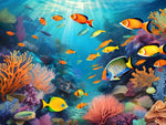 AI art a swarm of fish in a colorful coral reef 3