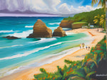 AI art colorful painting of Bathsheba Beach Barbados 2