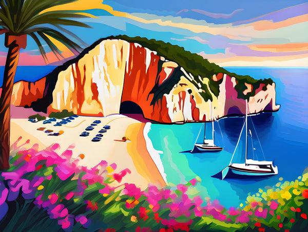 AI art colorful painting of Navagio Beach Zakynthos Greece 3