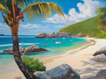 Πολύχρωμη ζωγραφική τέχνης AI της παραλίας The Baths British Virgin Islands 4