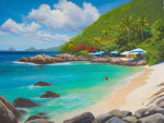 لوحة فنية ملونة بالذكاء الاصطناعي لشاطئ الحمامات في جزر فيرجن البريطانية 2