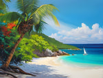 AI art barevná malba pláže Trunk Bay St John Americké Panenské ostrovy 3