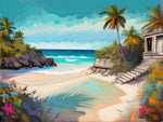 Péinteáil ealaíne ildaite AI de thrá Tulum Mexican Caribbean 4