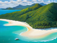 AI art colorful painting of Whitehaven Beach Whitsunday Island Australia 1