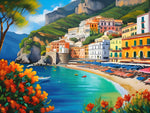 AI konst färgstark målning av amalfikusten stranden Italien 3