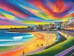 Péinteáil ealaíne ildaite AI de Bondi Beach Sydney Australia 3