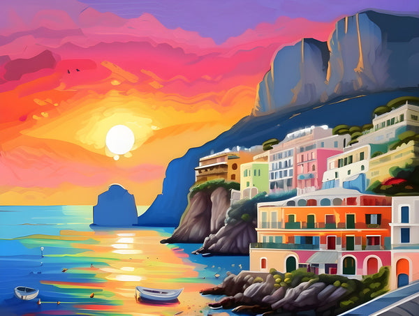 AI art colorful painting of capri island Italy 2