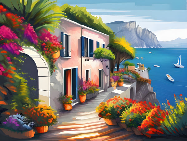 AI art colorful painting of capri island Italy 3