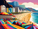 AI art colorful painting of copacabana beach Rio de Janeiro Brazil 2