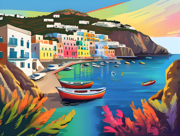 AI art colorful painting of ponza island Italy 1