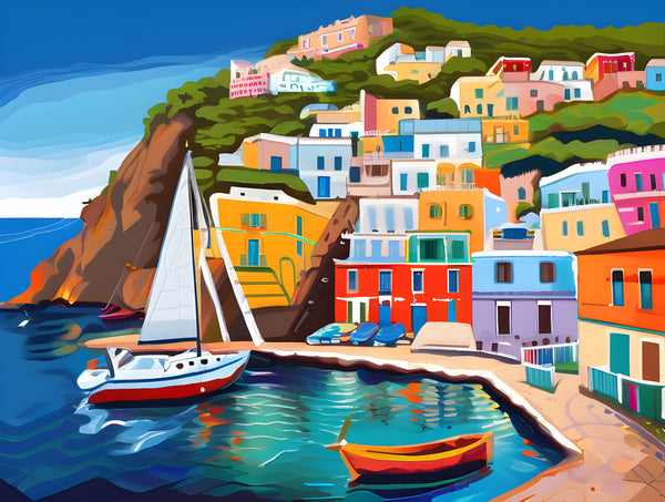 AI art colorful painting of ponza island Italy 3