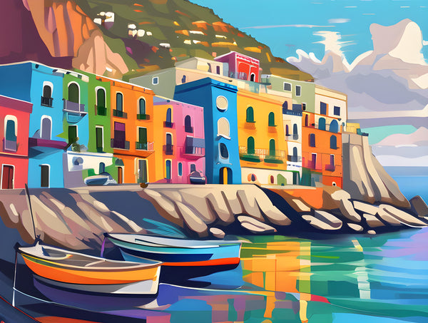 AI art colorful painting of ponza island Italy 4