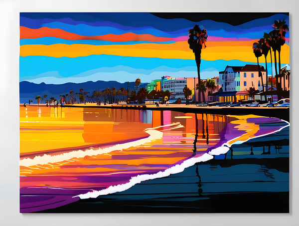 AI art colorful painting of santamonica beach California USA 3