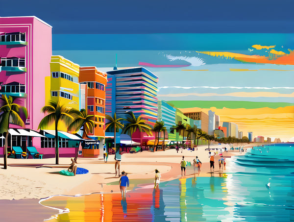 AI art colorful painting of south beach  Miami Florida USA 1