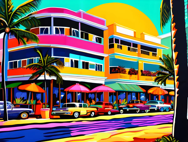 AI art colorful painting of south beach  Miami Florida USA 4