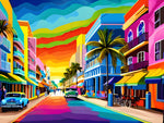 AI art colorful painting of south beach Miami Florida USA 3