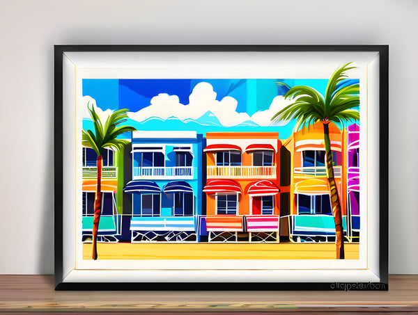 AI art colorful painting of south beach Miami Florida USA 2