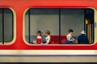 AI art famous painter inspired people waiting for a train 3