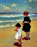 AI art sorolla inspired children at the beach 3