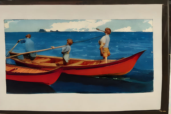 AI art winslow homer inspired boys and saling boats 3