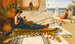John William Godward 1889 Dziewczyna szyjąca z tygrysiej skóry