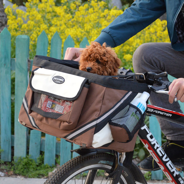 Pet Bicycle Carrier Cat Dog Bicycle Bag Bike Removable Basket Handlebar Front Basket Small Cat Dog Carrier