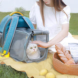Mochila para mascotas con ventana de malla transparente plegable con correa de seguridad interna