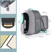 Foldable Transparent Mesh Qhov rai Tsiaj Backpack nrog Inner Safety Leash