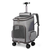 Çantë shpine portative me karrocë të palosshme për kafshët shtëpiake Çantë shpine për mace udhëtimi me çantë univerzale për kafshë shtëpiake me karrocë me rrota