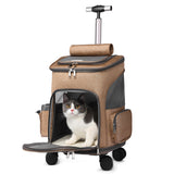 Çantë shpine portative me karrocë të palosshme për kafshët shtëpiake Çantë shpine për mace udhëtimi me çantë univerzale për kafshë shtëpiake me karrocë me rrota