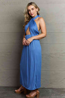 Ninexis Know Your Worth Criss Cross Halter Neck Maxi Dress