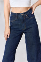 جودي بنطال جينز أزرق مقاس كامل عالي الخصر وواسع الساق