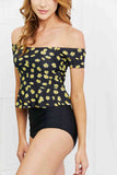 Marina West Swim Coastal Cutie Off-Shoulder Swim Tankini Teeb hauv Sunflower