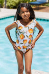 عوامة السباحة مارينا ويست على قطعة واحدة مكشكشة باللون البرتقالي الحمضي