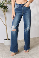 Judy Blue plné velikosti s vysokým pasem 90's Distressed rovné džíny