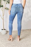 BAYEAS skinny jeans met ruwe zoom