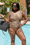 Marina West Swim Costume intero a grandezza naturale con volant e finta gonna in leopardo