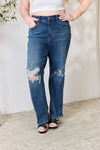 شلوار جین راسته مضطرب سایز کامل جودی بلو