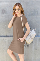 Basic Bae Full Size Round Neck Short Sleeve Dress with Pockets