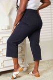 Judy Blue Full Size Džíny s vysokým pasem na bříško Obarvené Wide Cropped Jeans
